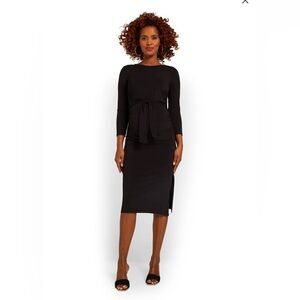 Maternity Tie-Front Knit Midi Dress - Black
